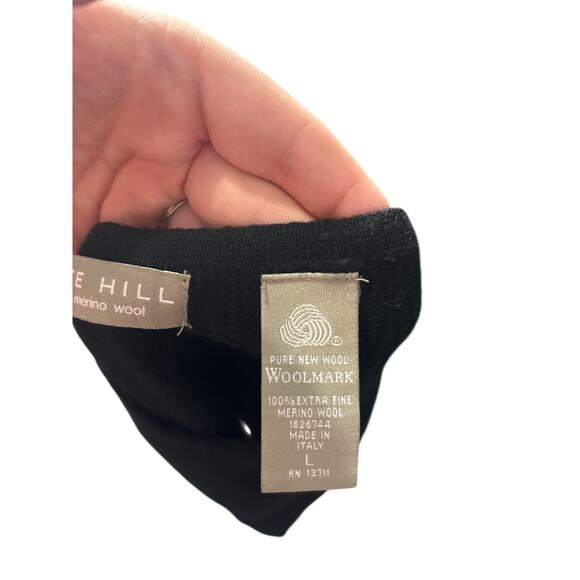 KATE HILL Italian Extra Fine Merino Wool Black
Ribbed Knit Shell Top L - Picture 6 of 6